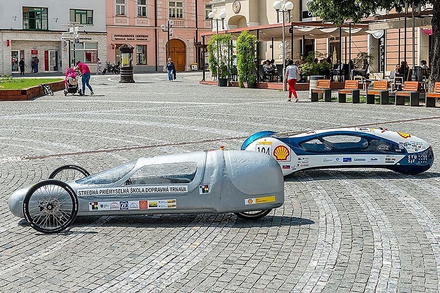 Two prototypes on road at Shell eco-marathon
