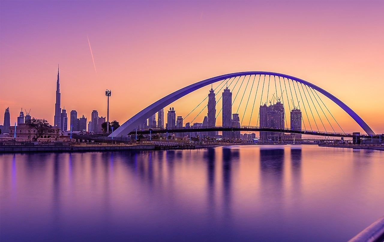 Dubaj v západe slnka