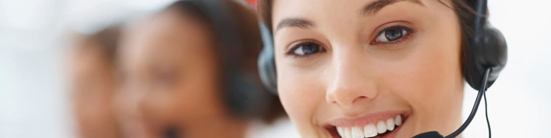 Customer support girl smiling