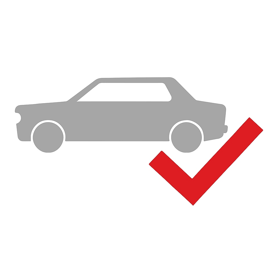 Icon of an older car with a check mark