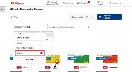 Vo filtri zaškrtnite „Charita”.