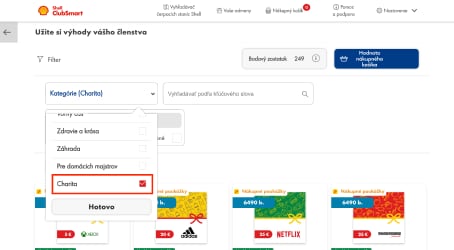 Vo filtri zaškrtnite „Charita”.