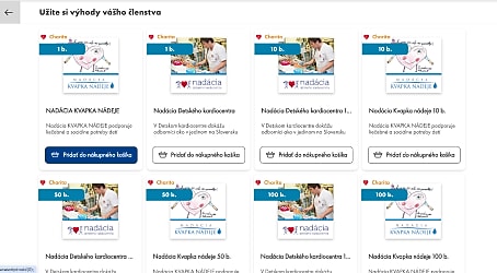 Vyberte nadačný fond, koľko bodov chcete darovať (1- 10 000) a vložte ho do košíka.