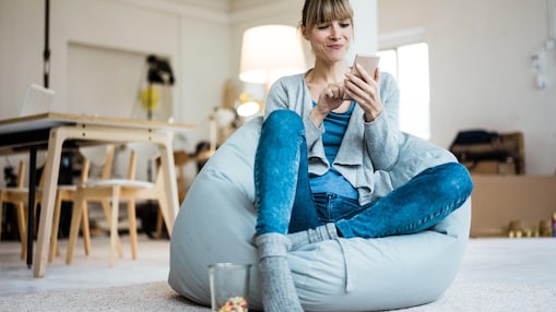 Woman sitting on a couch